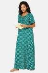 Naiduhall Cotton Full Length Nightdress - Dark Green — thumbnail 5